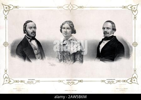 1850, USA: Die gefeiertste schwedische Sopranistin JENNY LIND (* um 100-7] . Portrait pubbliert in den USA, 1850, mit italienischer Bariton-Oper Stockfoto