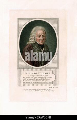 1800 Ca, FRANKREICH: Francois-Marie Arouet (* 1694 in Paris; † um 788 in Paris), bekannt unter dem Namen VOLTAIRE, war eine französische Schriftstellerin der Aufklärung, Essayistin und Deisterin Stockfoto