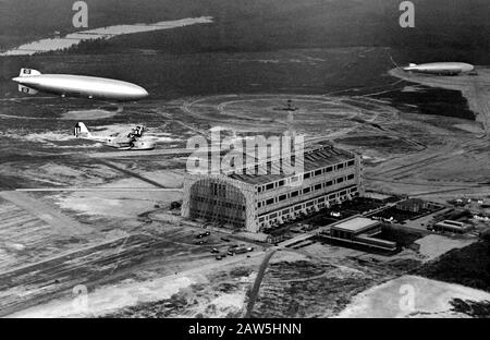 1936, Mai, Lakehurst, USA: Der deutsche Hairship ZEPELIN HINDENBURG-LZ 129 Zeit vor der Brandexplosionstragödie in Lakehurst bei NEW YORK .- AI Stockfoto