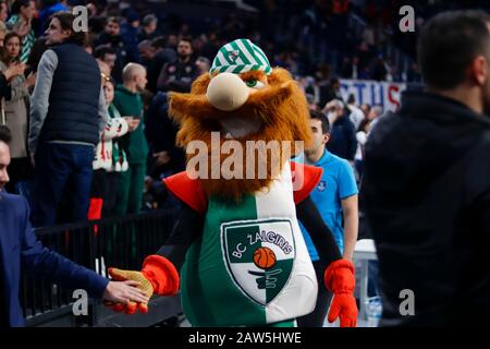 Istanbul/TÜRKEI - 7. FEBRUAR 2020: Teammaskottchen von Zalgiris Kaunas die Zalgirinis während des Basketballspiels der Euroleague 2019-20 Runde 24 zwischen Anadolu Efes und Zalgiris Kaunas im Sinan erdem Dome. Stockfoto