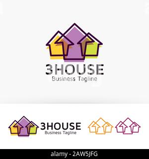 Kreatives Logo im Haus. Vector Logo Template Home oder Immobilien Stockfoto