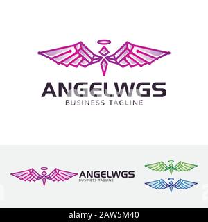 Design mit kreativem Engel-Logo. Technologie und abstrakte Logo-Vorlage Stock Vektor