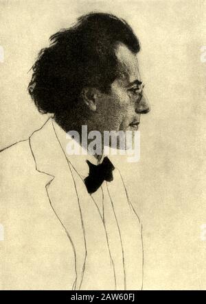 1902 , Tschechoslowakei , Prag : Der tschechische Maler und Graveur EMIL ORLIK (* 1870; † 1932). Porträt des bohemschen Musikkomponisten GUSTAV MAHLER ( 186 Stockfoto