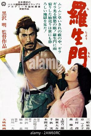 1950 , JAPAN : Die ursprüngliche Plakatwerbung für den Film RASHOMON ( 1950 ) von Akira Kurosawa mit Toshiro Mifune und Machiko Kyo, Stockfoto