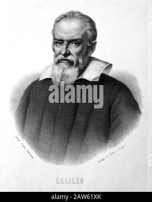 Jahrhundert, ITALIEN: GALILEO GALILEI ( Pisa 1564 - Arcetri 1642 ), eingraviert von N. Fontani nach einem Arwerk von Justus Suhtermans, gedruckt von Balla Stockfoto