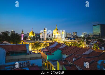 Arabische Straße und Sultanin Masjid nachts, singapur Stockfoto