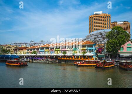 Clarke Quay am Singapore River in singapur Stockfoto