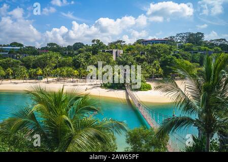 Pulau Palawan Beach in Sentosa, Singapur Stockfoto