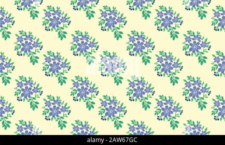 Moderner Blumenmuster für den Frühling, mit dekorativen Blättern und Blumenmustern. Stock Vektor