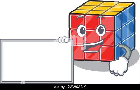 Cartoon-Charakter von rubic Cube Design Concept Bring A Board Stock Vektor