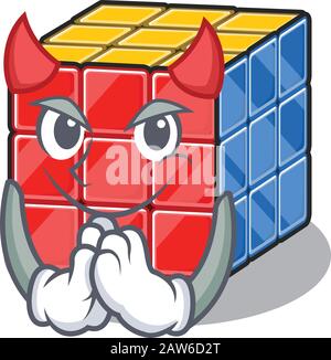 Devil rubic Cube im Cartoon Character Design Stock Vektor