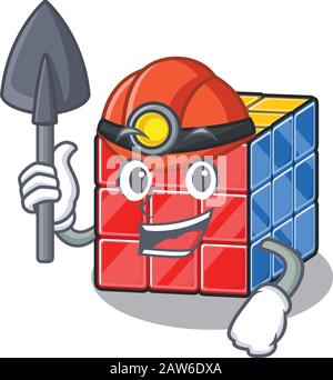 Cooles, cleveres Design mit Miner rubic Cube Cartoon-Figuren Stock Vektor