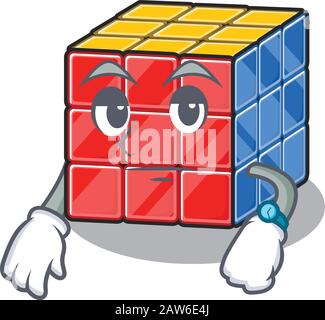 Cartoon-Charakter-Design von rubic Cube auf einer wartenden Geste Stock Vektor