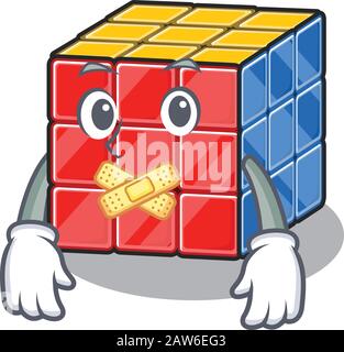 Cartoon-Charakter-Design rubic Cube macht eine stille Geste Stock Vektor