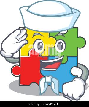 Puzzle-Spielzeug Cartoon Konzept Sailor mit Hut Stock Vektor