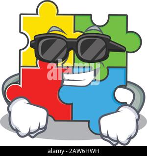 Super cooler Puzzle-Spielzeugfigur mit schwarzer Brille Stock Vektor