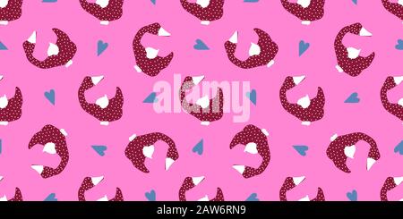 Nahtloses Vektormuster. Helles Design. Gans auf pinkfarbenem Hintergrund. Osterdekoration.. Stock Vektor