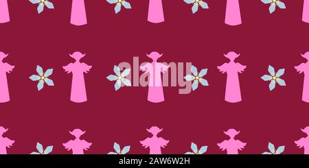Nahtloses Vektormuster. Helles Design. Die Figur eines Engels mit Flügeln. Osterdekoration.. Stock Vektor