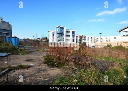 Februar 2020 - Verlassene Baustelle in der Nähe des Yachthafens in Portishead Stockfoto