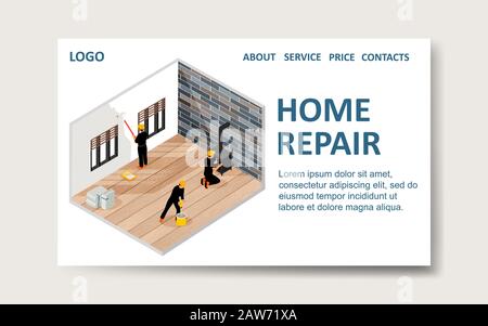 Innenrenovierung - Vorlage für Landing Page Stock Vektor
