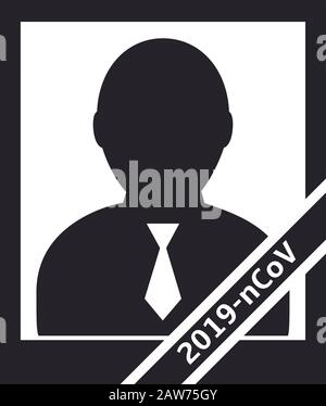 Porträt eines Coronavirus verstorben. Vektorsymbol Stock Vektor
