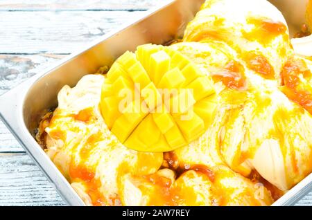 Eis mit Süßigkeiten. Draufsicht. Stockfoto