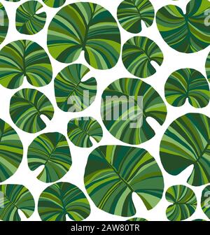 Grüne Blätter von Seerosen auf weißem Grund. Stock Vektor