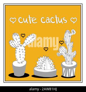 Cactus-Vektorgrafiken. Handgezeichneter Kaktus-Set. Stock Vektor