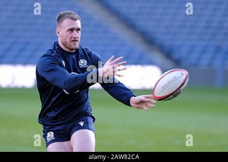 Edinburgh, Großbritannien. Februar 2020. Edinburgh, BT Murrayfield Stadium, Großbritannien. G6N2019 - Runde Zwei - Schottland gegen England Caption: Scotland Team Capains laufen auf BT Murrayfield am Freitag, 07. Februar 2020 Stuart Hogg KAPITÄN [15] [Full-back] ***** (Schottland) (Credit: Rob Gray/Alamy Live News Stockfoto