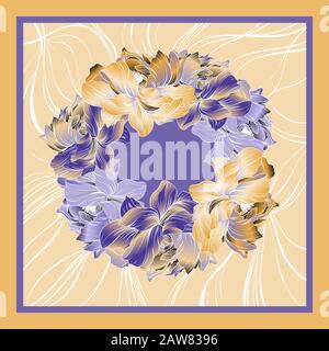 Herbstfarben eines Schals mit einem Kranz aus blühendem Pony. Stock Vektor