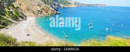 COLL Baix berühmte Bucht mit Strand, Mallorca, Spanien - Blick von oben Stockfoto