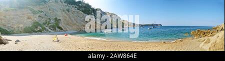 COLL Baix berühmte Bucht mit Strand, Mallorca, Spanien - Blick von oben Stockfoto