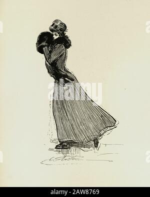 Eine Witwe Und Ihre Freunde, Charles Dana Gibson. Sie gehen alle zum Schlittschuhlaufen Stockfoto