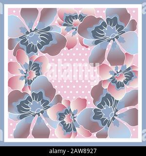 Zarte Farben aus Seidenschal mit blühenden Blumen. Stock Vektor