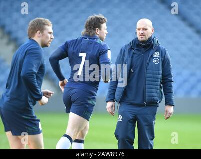 BT Murrayfield Stadium.Edinburgh.Scotland, Großbritannien. Februar 2020. Scots Rugby Training Session vor Guinness Six Nations Test Scotland vs. England. Gregor Townsend Scotland Head Coach. Kredit: Eric mccowat/Alamy Live News Stockfoto