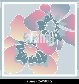 Zarte Farben aus Seidenschal mit blühenden Blumen. Stock Vektor
