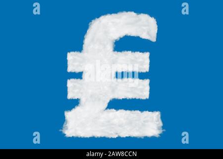Italienisches Lira Währungszeichen Element aus Wolken auf blauem Hintergrund über Himmel Stockfoto