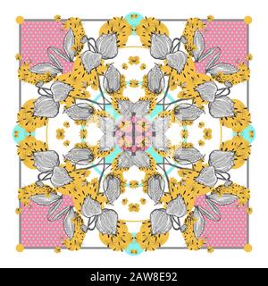 Zarte Farben aus Seidenschal mit blühenden Asclepias syriaca. Stock Vektor