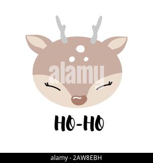 Handgezeichnete Abbildung von Deer. Lustige Weihnachtskarte. Stockfoto