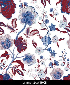 Traditionelles orientalisches, nahtloses Blumenmuster. Vintage Flowers Hintergrund. Stock Vektor