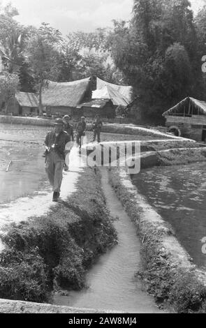 Tapanoelis [2. Polizeiaktion] Steigt in Tapanoelis (Sumatra) auf. Patrouille Rundgang durch Dörfer und Reisfelder Datum: 25. Dezember 1948 Ort: Indonesien, Niederländische Ostindien, Sumatra Stockfoto