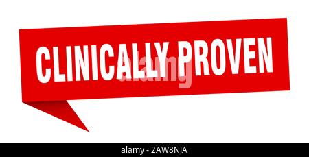 Klinisch nachgewiesene Sprechblase. Klinisch bewährtes Bandzeichen. Klinisch bewährtes Banner Stock Vektor