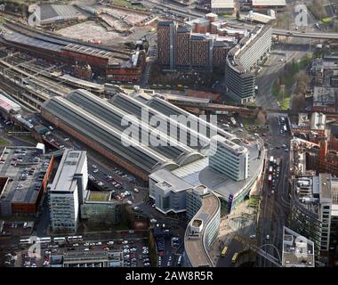 Luftansicht des Bahnhofs Manchester Piccadilly Stockfoto