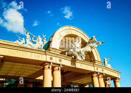 Exteror of the Trafford Centre, ein großes Einkaufszentrum und Freizeitkomplex in Greater Manchester, Großbritannien. Stockfoto