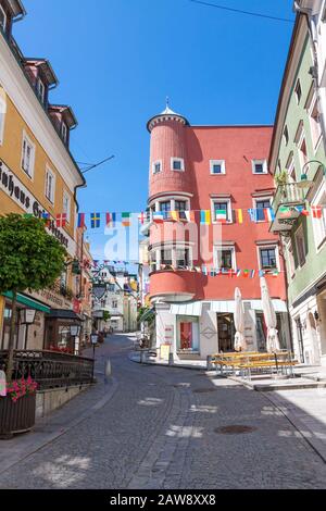 Gmunden, Österreich - 28. Juni 2014: Alte Innenstadt von Gmunden Stockfoto