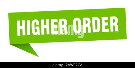 Sprechblase höherer Ordnung. Flachbandzeichen höherer Ordnung. Banner höherer Ordnung Stock Vektor