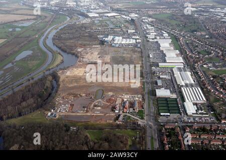 Luftaufnahme der Entwicklungsfläche auf der Wheatley Hall Road, Doncaster DN2 Stockfoto