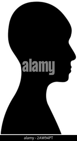 Seitliche Silhouette eines glatzköpfigen, geschlechtsneutralen Kopfes. Stock Vektor