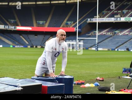 BT Murrayfield Stadium, Edinburgh, Schottland, Großbritannien. Februar 2020. England Training Session vor Guinness Six Nations Test vs. Scotland. England: Willi-Heinz (Gloucester Rugby). Kredit: Eric mccowat/Alamy Live News Stockfoto