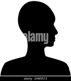 Seitliche Silhouette eines glatzköpfigen, geschlechtsneutralen Kopfes. Stock Vektor